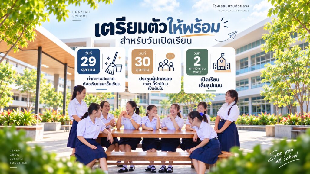 💛💙โรงเรียนบ้านห้วยลาด แจ้งตารางนัดหมาย เปิดการเรียนการสอน ภาคเรียนที่ 2 ปีการศึกษา 2569 🎉 🏫 BACK TO SCHOOL : SCHEDULE 🎉